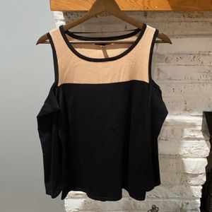 Cable and Gauge cold shoulder sweater